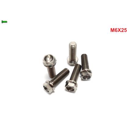 M6x25 śruba tytanowa sześciokątna z kołnierzem din6921 śruby M6 Ti6Al4V gr5